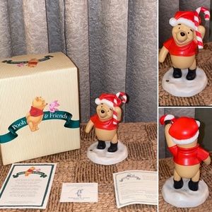 Winnie Pooh Sanya Claus Sweetest Holiday Candy Cane Figurine Christmas